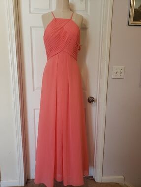 Coral Pink Spaghetti Strap Maxi Dress Size 8